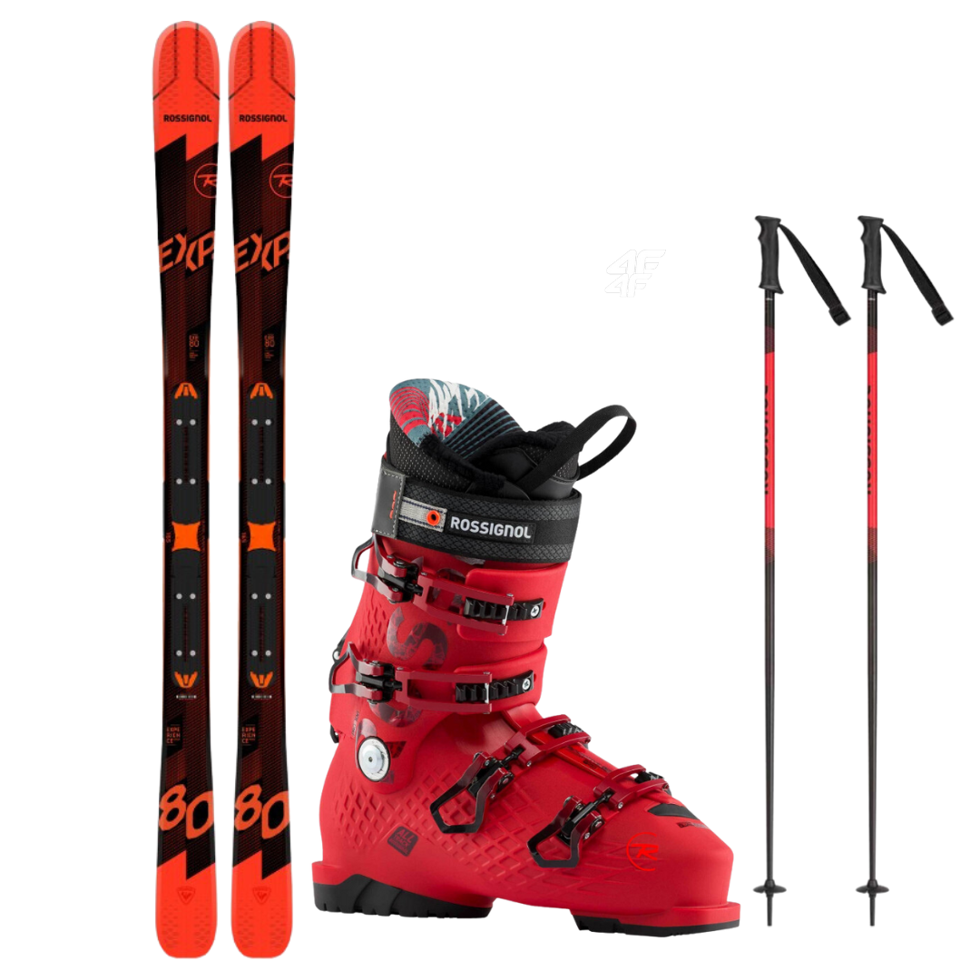 Lyže Rossignol Experience 80 CI xpress + Lyžiarky Rossignol Alltrack Pro 100 bordeaux + Palice Rossignol Tactic blk/red